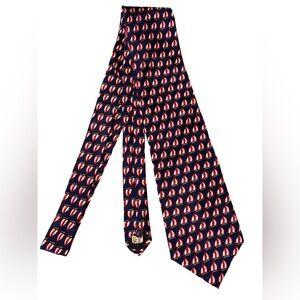 Silk Museum Artifacts Men’s Tie Navy Red Sailboat Print Nautical NWT